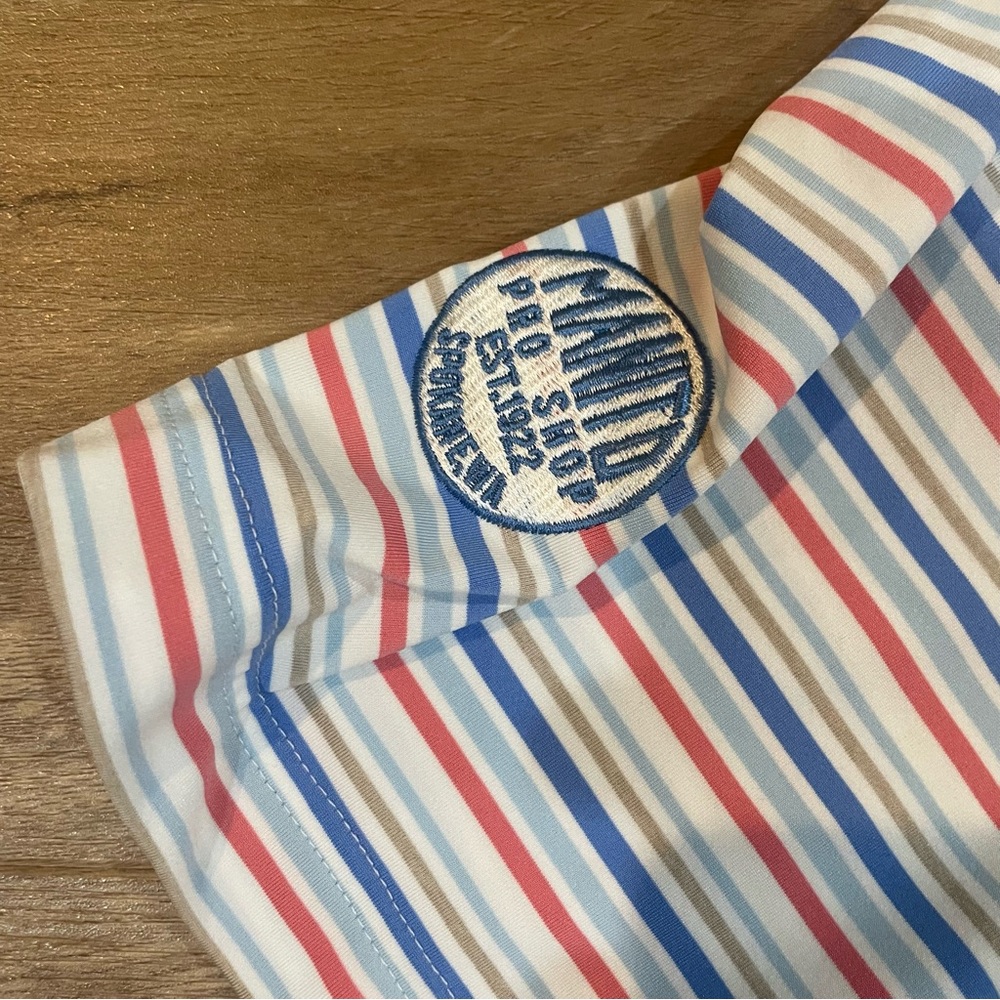 Peter Millar Shirt Men’s M Short Sleeve Striped Summer Comfort Golf Polo - Picture 6 of 7